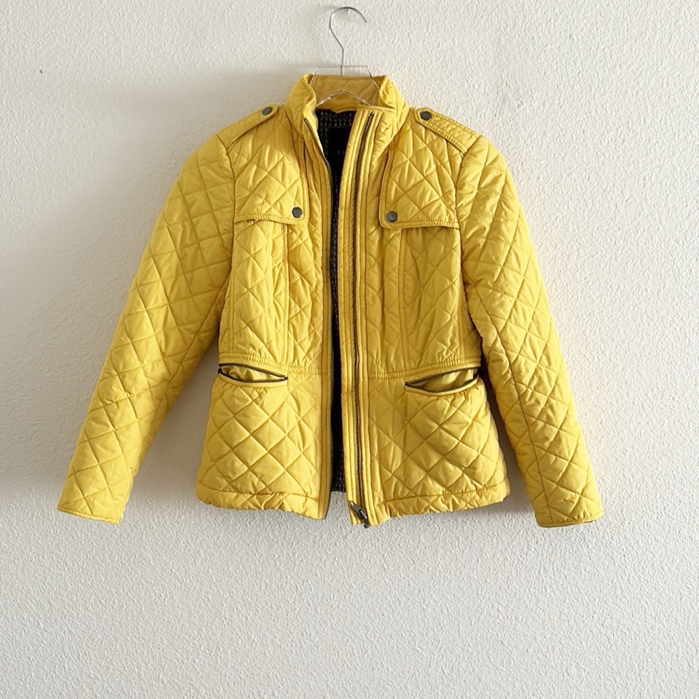 Talbots Quilted Yellow Jacket size p